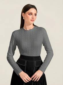 Mulvari Chất rắn Xoắn Dan Áo thun - Màu xám đen - Xem 4