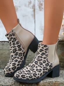 Women's Leopard Print Ankle Boots And Short Boots - Multicolor - View 1