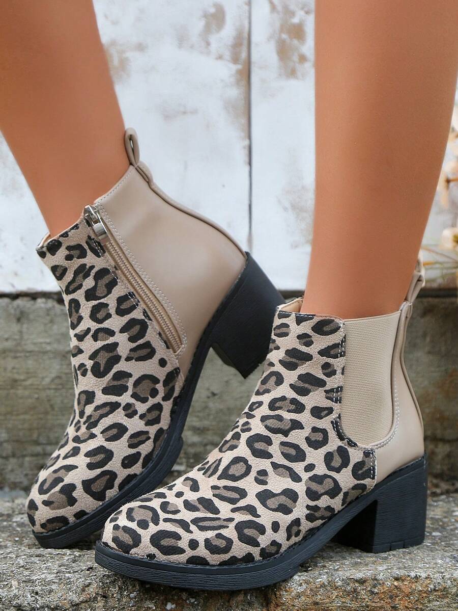 Women's Leopard Print Ankle Boots And Short Boots - Multicolor - View 1