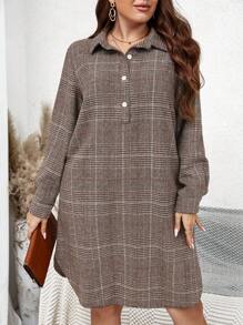 SHEIN LUNE Hơn In kẻ sọc Nút Nửa Váy sơ mi - Nhiều màu - Xem 3