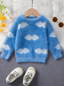 Baby Girl Colorblock Fluffy Sweater - Multicolor - View 1