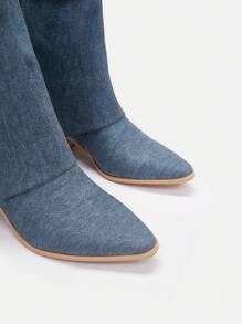 時髦和流行女性靴子 - 藍色 - 查看 6