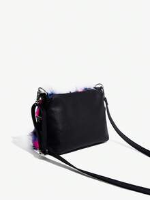 SHEIN ICON Women's Contrast Color Leopard Print Plush Fashion Shoulder Bag - Multicolor - View 4