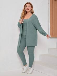 EMERY ROSE Plus Solid Cami Top & Knot Front Skinny Pants & Coat