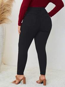 SHEIN LUNE Talla grande Jeans ajustados desgarro