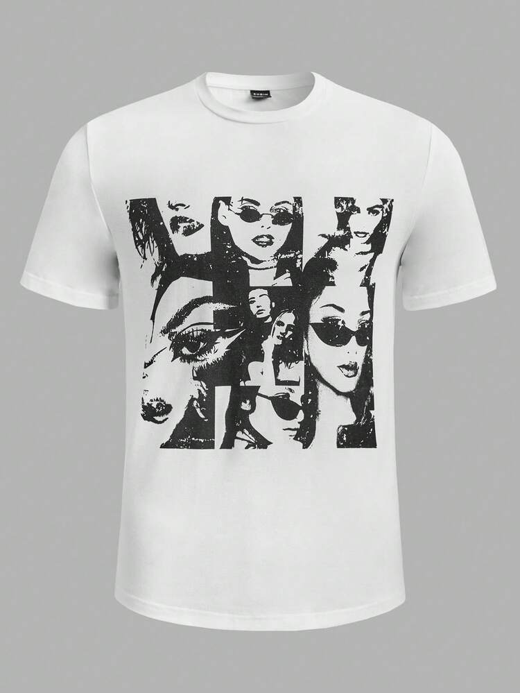 Men Letter Graphic Tee & Flap Pocket Side Pants