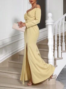 Chiquease Cold Shoulder Split Thigh Dress