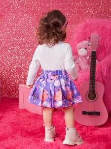 女嬰字母圖案T恤&印花半身裙 - 彩色 - 查看 2