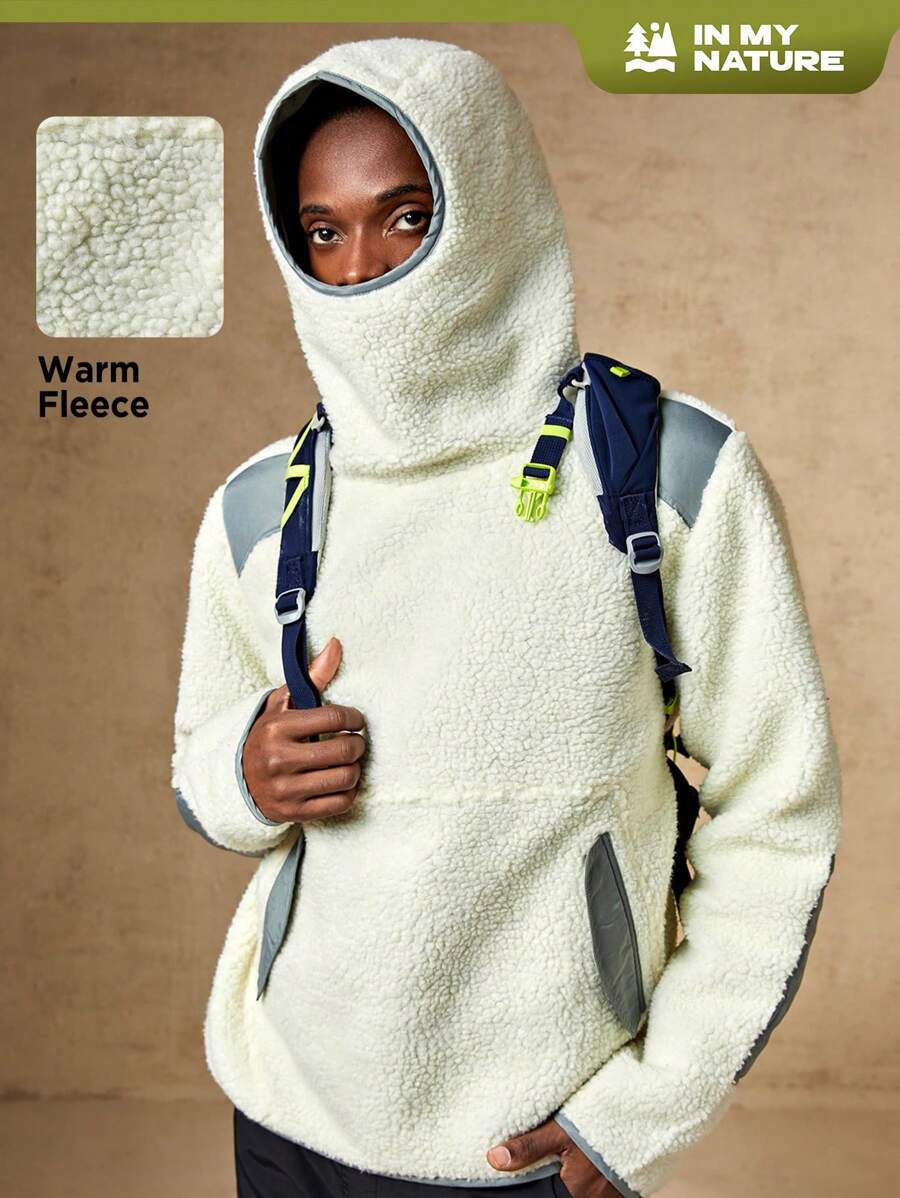 In My Nature 男士織帶拼接連帽絨毛運動衫