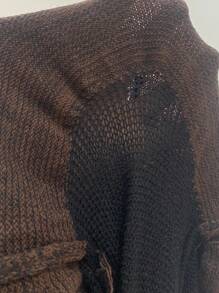 SHEIN Unity High Neck Sweater Dress With Arm Sleeves - Coffee Brown - View 6