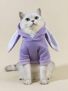 PETSIN 1pc Pinkish-purple Rabbit Pet Hoodie - Purple - View 1