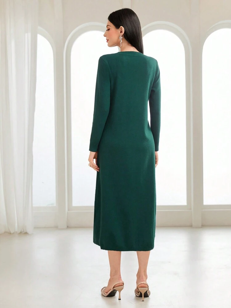 Rhinestone Decor Sweater Dress Fall Cloth For Women