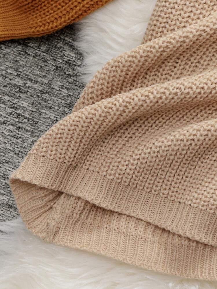 Plus Color Block Drop Shoulder Sweater Knit Pullover Fall Winter Sweater