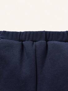 Cozy Pixies Baby Boy Letter Graphic Two Tone Sweatshirt & Sweatpants - Blue - View 7