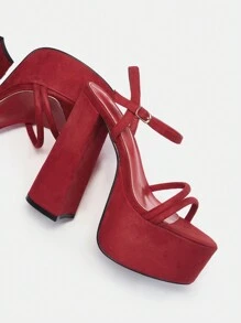 Cuccoo CUCCOO LuxiPop Sandalias de tacón alto con plataforma gruesa y múltiples tiras de moda para mujer, ideales para fiestas navideñas, Año Nuevo y San Valentín