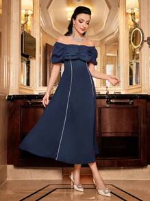 Modelyn Vestido de hombros descubiertos fruncido con diseño de fruncido