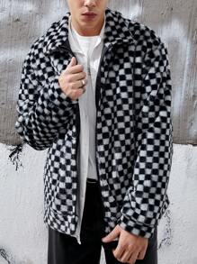Manfinity Hypemode Lỏng lẻo phù hợp Nam Mô hình bàn cờ Thả vai Áo Teddy Jackets - Nhiều màu - Xem 3
