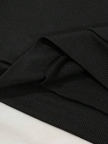 SHEIN Unity Hơn Hình sao & khẩu hiệu Lót nhiệt Áo nỉ - màu đen - Xem 3