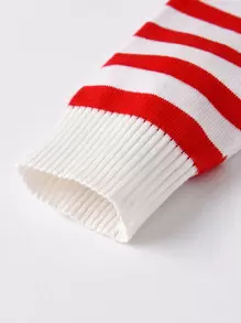 Young Boy Christmas Slogan & Striped Pattern Sweater - Green - View 3