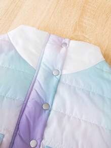 SHEIN Tween Girl Ombre Flounce Sleeve Padded Coat - Multicolor - View 3