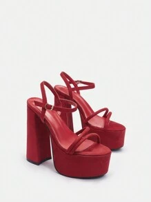 Cuccoo CUCCOO LuxiPop Sandalias de tacón alto con plataforma gruesa y múltiples tiras de moda para mujer, ideales para fiestas navideñas, Año Nuevo y San Valentín