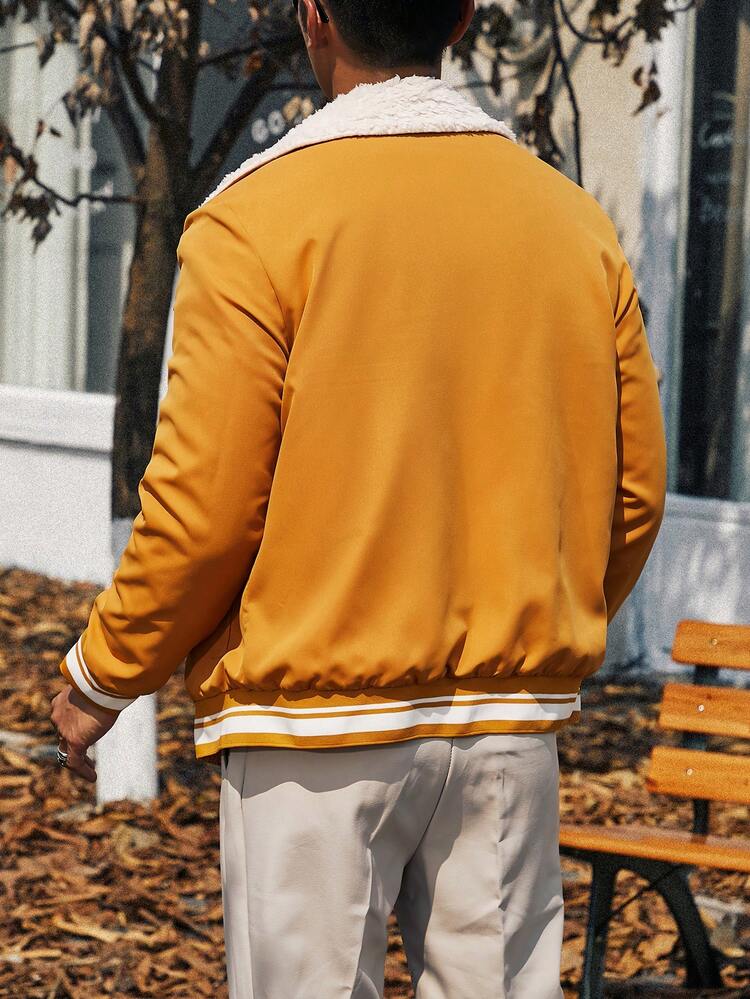Men's Button-front Fuzzy Collar Jacket