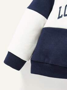 Cozy Pixies Baby Boy Letter Graphic Two Tone Sweatshirt & Sweatpants - Blue - View 4