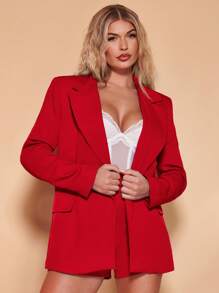 SHEIN BAE Pantalones cortos de cintura alta sólidos - Rojo - Ver 5