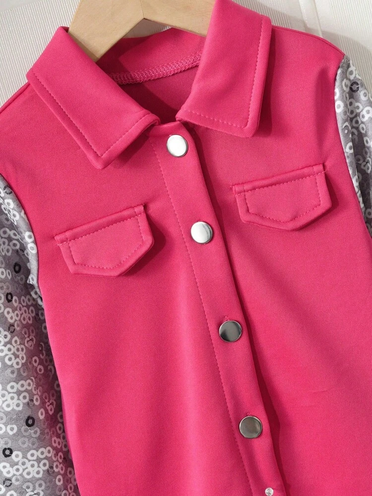 Young Girl Unicorn Print Fuzzy Trim Jacket