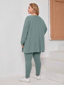 EMERY ROSE Plus Solid Cami Top & Knot Front Skinny Pants & Coat