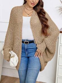 Calvaya Hơn tay cánh Áo len Duster - màu nâu - Xem 1