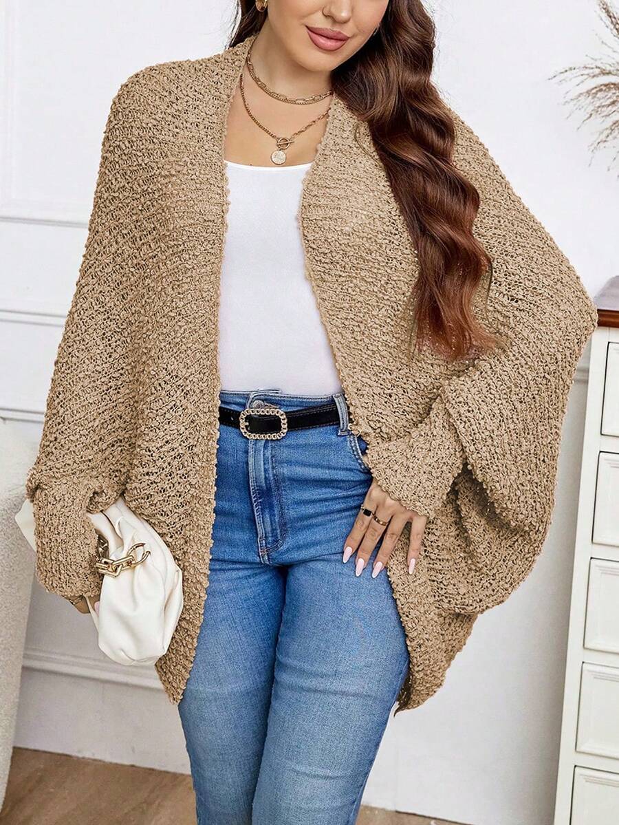 Calvaya Hơn tay cánh Áo len Duster - màu nâu - Xem 1