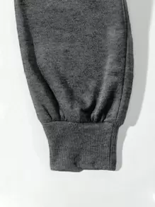 Manfinity Dauomo 男士素色斜口袋腰部抽繩長褲 - 深灰色 - 查看 4