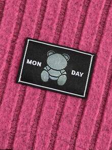 SHEIN 年輕女孩字母拼貼細節小高領高低下擺 T 恤和背心連身裙 - 玫紅色 - 查看 4