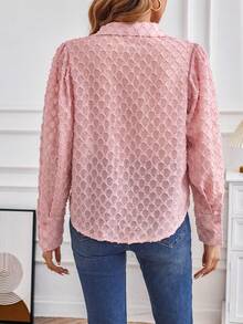 SHEIN Privé Solid Button Front Shirt - Pink - View 2