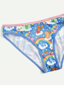 ROMWE X Care Bears Cartoon Printed Bra And Underwear Set - Multicolor - View 4