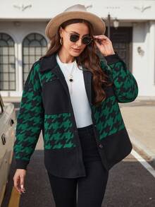 SHEIN LUNE In Houndstooth Thả vai Áo khoác - Nhiều màu - Xem 2