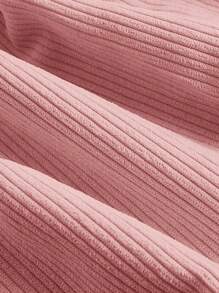SHEIN MOD 素色燈芯絨百褶半身裙 - 粉色 - 查看 3