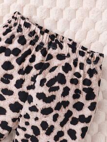 女嬰愛心刺繡荷葉邊連身背心&豹紋印花長褲 - 紫色 - 查看 7