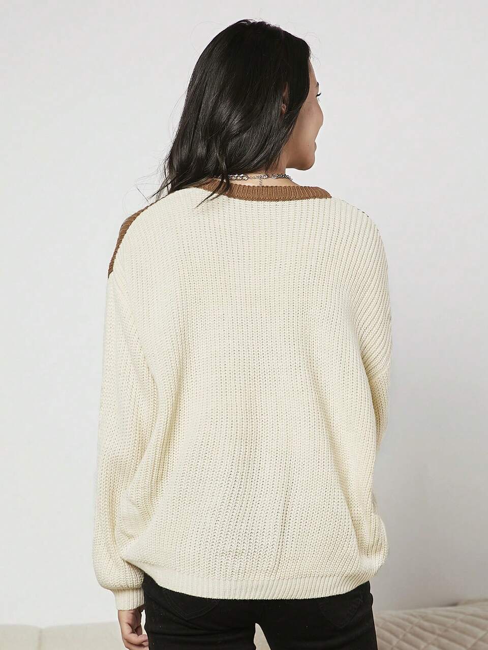 Teen Girl Colorblock Drop Shoulder Sweater