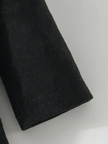 SHEIN 男嬰字母圖案拼接領POLO衫 - 黑色 - 查看 4