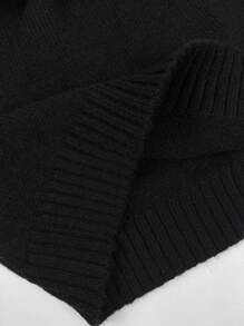 SHEIN Unity 纯色露肩短款针织套头衫，适合秋冬季穿着 - 黑色 - 查看 4