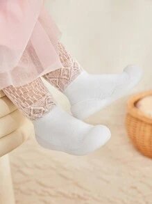 Đúng mốt & Niềm vui Trắng Thoáng khí Em bé Vớ Với Chống trượt Thể thao Giày Thiết kế - trắng - Xem 1