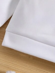 SHEIN Young Girl Cartoon & Slogan Graphic Thermal Lined Sweatshirt - White - View 3