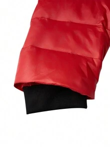 SHEIN LUNE 大碼拉鏈開襟連帽羽絨服 - 紅色 - 查看 4