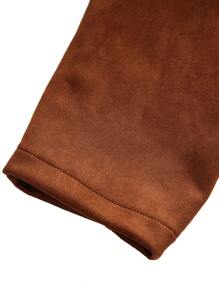Manfinity Homme Loose Fit Men's Faux Suede Zip-Up Jacket - Brown - View 3