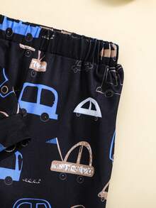 SHEIN Young Boy Car Print Tee & Sweatpants - Black - View 4