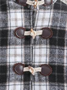 SHEIN 男嬰格紋印花連帽行李袋粗花呢花呢外套 - 黑與白 - 查看 3