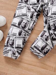 SHEIN 女小童滿版現金印花衛褲 - 黑與白 - 查看 5