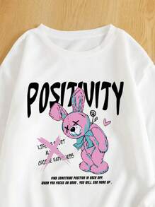 SHEIN Slayr Của phụ nữ Hoạt hình Lá thư In Áo chui đầu Áo nỉ Và Quần thể thao Hai chiếc Bộ - Nhiều màu - Xem 6